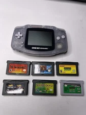 Nintendo Game Boy Advance Console System - Clear Glacier + 6 Games