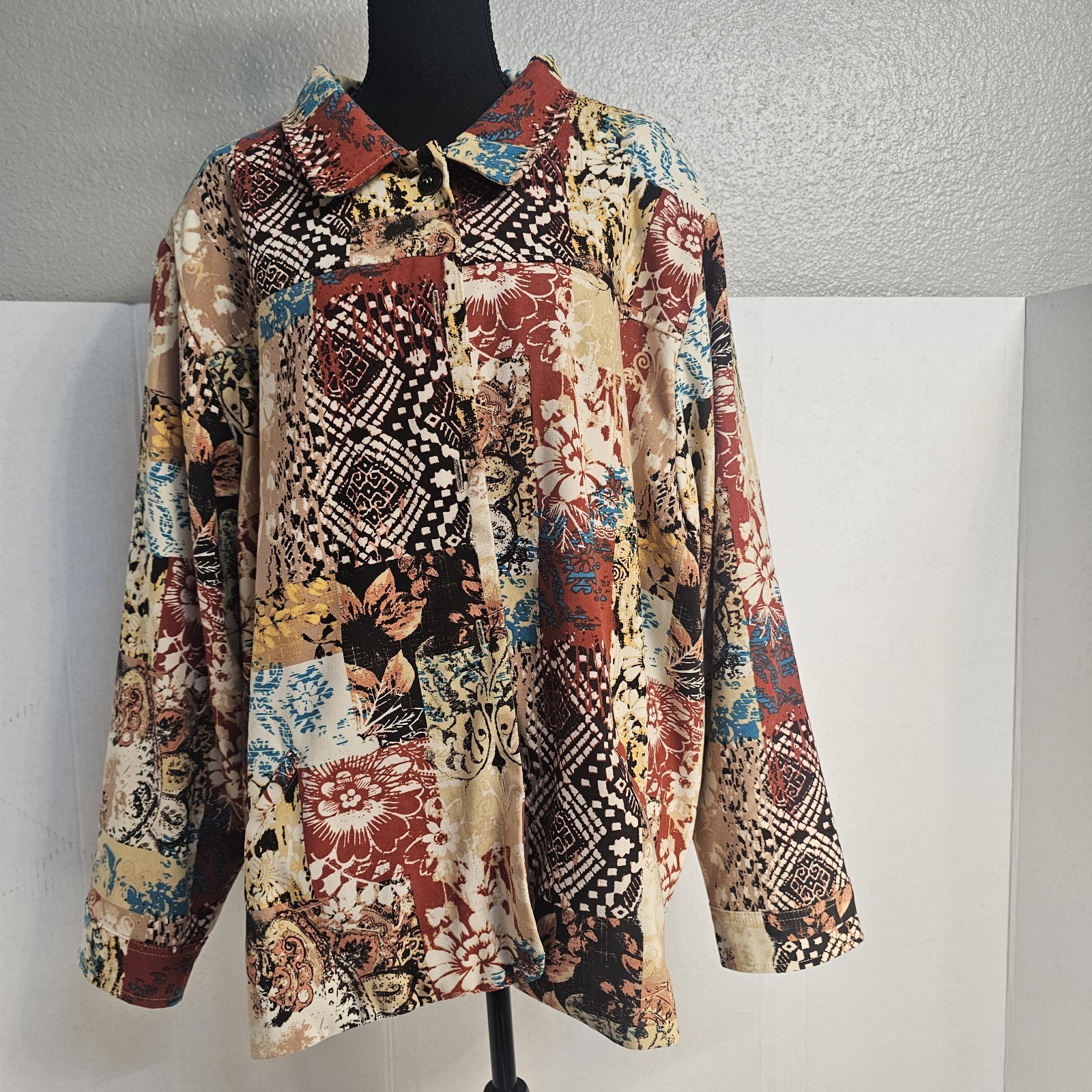 Graff Multicolored Floral Patchwork Blazer Jacket… - image 1