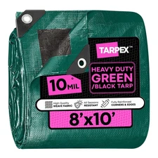 TARPEX - 10 Mil Green Black Heavy Duty Poly Tarp 8' x 10'