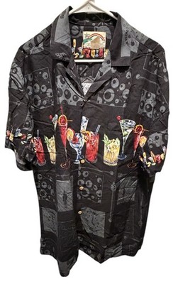 Vintage Paradise Found Cocktail Men's Hawaiian Shirt Size Large