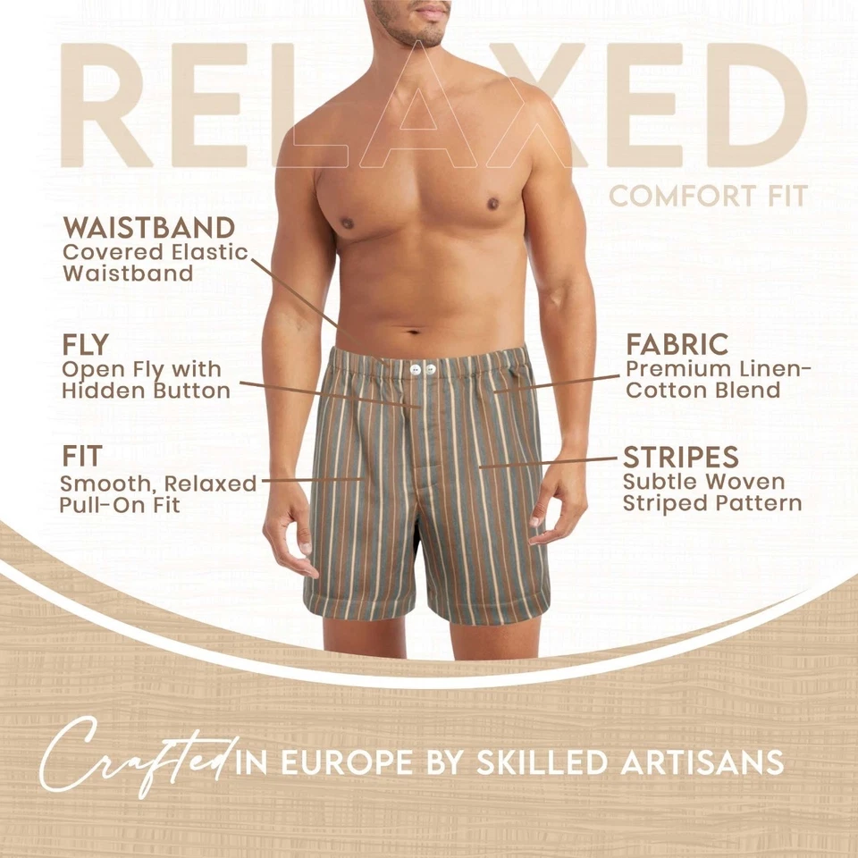 Calzoncillos boxer Armani International lino algodón tejido 2 piezas hechos a mano en Europa Foto 2 de 4