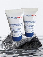 CLARINS Mens Travel Size Premium  Shampoo & Shower Gel x 2, 30ml each-Unsealed