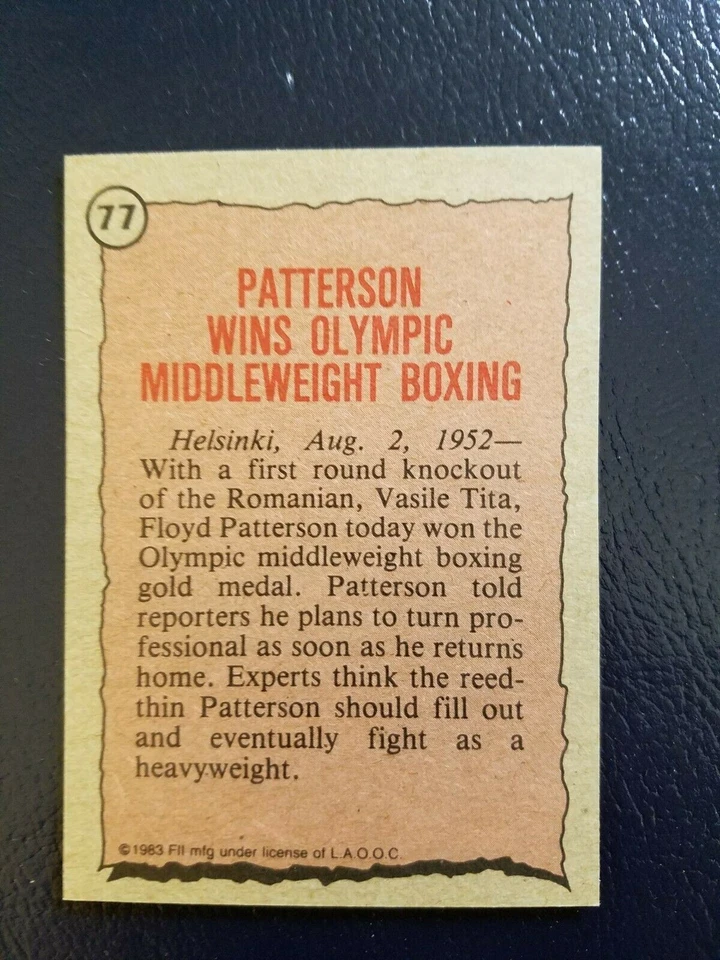 Floyd Patterson Boxing Star Olympic Gold Medalist 1983 Greatest Olympians - Image 2 of 2