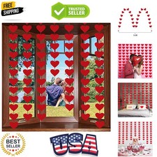 72 Red Hearts Felt Garland - NO DIY - Valentines Red Heart Hanging String Gar...