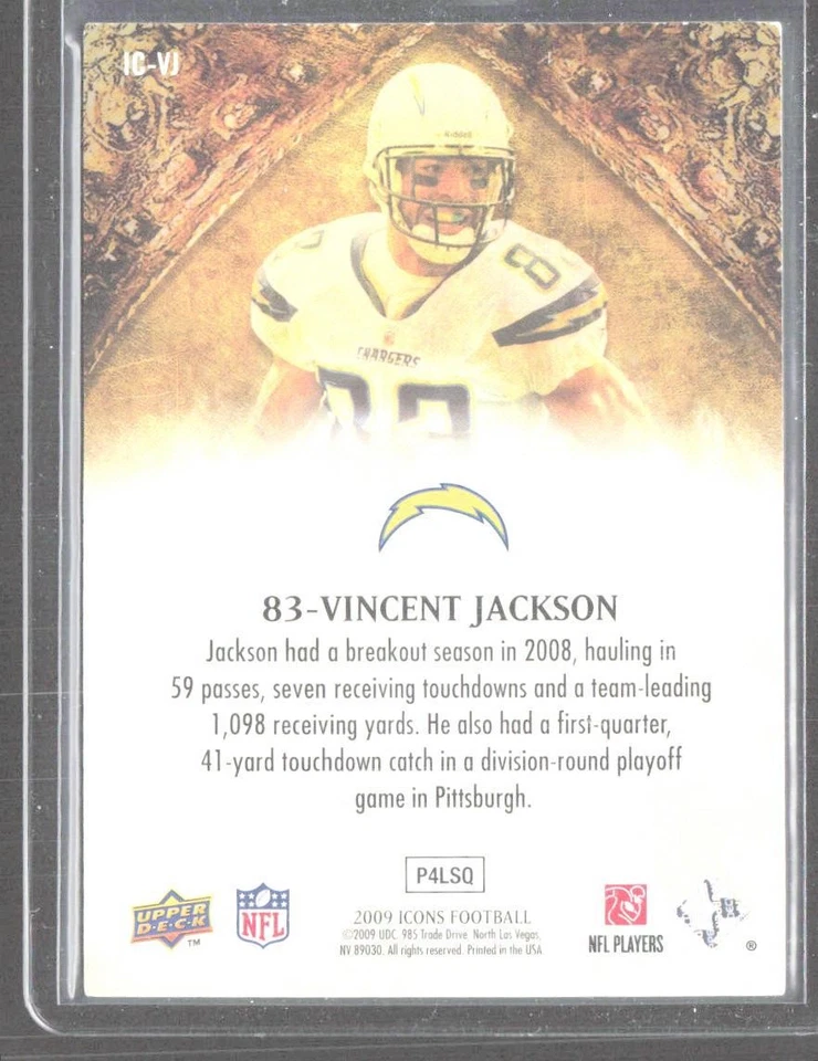 2009 Upper Deck Icons #IC-VJ Vincent Jackson NFL Icons Gold #/199 - Image 2 of 2