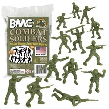 BMC Classic OD Green Plastic Army Men 40pc WW2 Soldier Figures Made in USA
