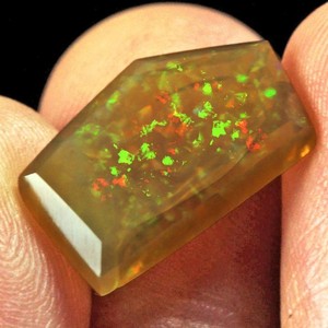 3.5Ct African Black Opal Play Of Color Facet Cut UQSH500