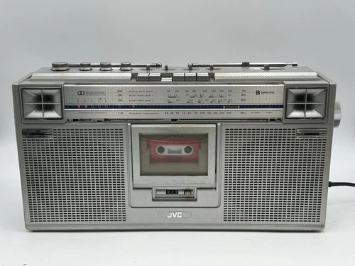 Vtg JVC RC-656JW Stereo Cassette Boombox Gray Tested Working . Need cleaning