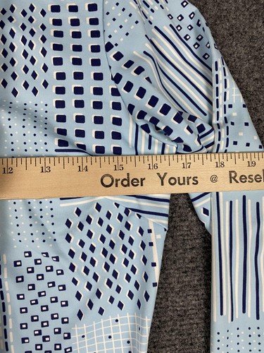 Maglione J McLaughlin camicia donna XS blu bianco stampa geometrica manica lunga - Foto 3 di 7