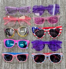 Lot of 8 Girl's Oversized Novelty Sunglasses, Multicolor Mixed Styles Plastic