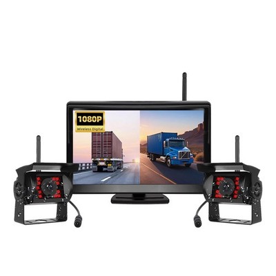 2x Wireless Backup Rear View Cameras Parking System + 5'' Dual Screen Monitor Kit