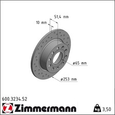 2x Zimmermann 600.3234.52 Bremsscheibe für VW SEAT SKODA AUDI LEON SC ALTEA EOS