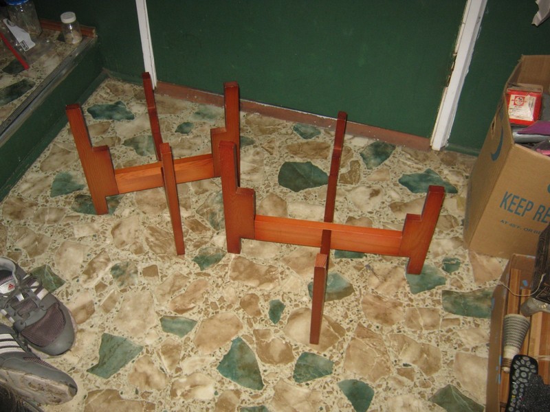 Unusual Rustic Wooden Planter Plant Flowerpot Stands Lot of 2