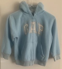 GAP KIDS Girl s Blue/Metallic Silver Full Zip Fleece Jacket Size S 6-7
