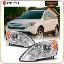 Headlights Assembly For 2007-2011 Honda CRV CR-V Chrome Housing Left+Right Pair