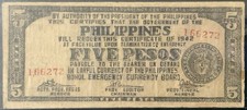 1942 PHILIPPINES-BOHOL PAPER MONEY - 5 PESOS EMERGENCY BANKNOTE!