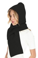 5 Colors Knitted Hooded Scarf Women Men Winter Balaclava Cream White Art