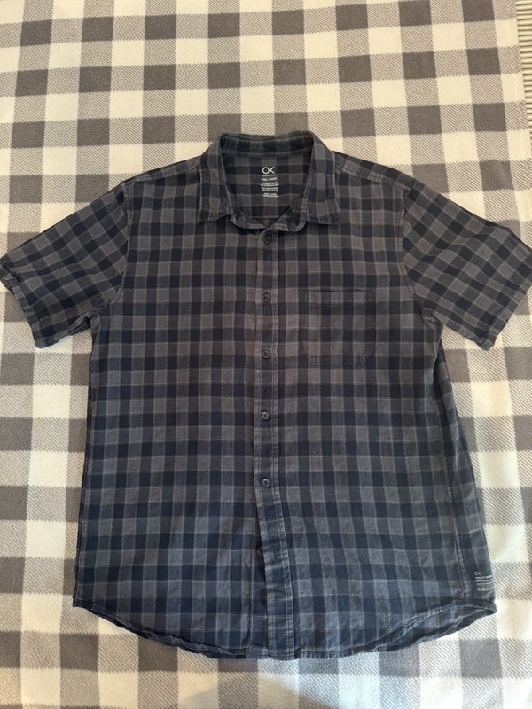 Outerknown Mens Short Sleeve Button Up Shirt Size Large Blue Plaid EUC