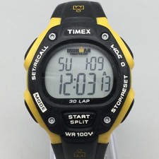 Timex Ironman Triathlon Mens Watch 38mm Digital Black Yellow WR100M New Battery