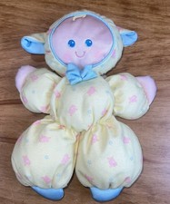 Vtg 1989 Fisher Price Slumber Babies Baby Doll Blue Yellow Pink Lambs Plush