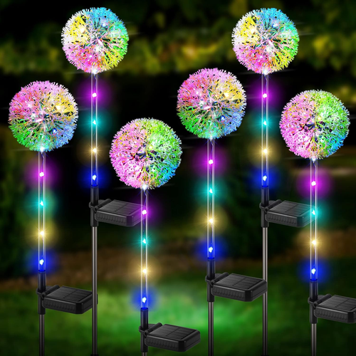 Outdoor Solar Lights, 6 Pack Solar Garden Lights with Bigger Dandelion Flowers,