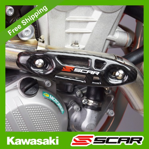 CARBON UNIVERSAL AUSPUFF WÄRMESCHUTZSCHILD 4 STK KAWASAKI KXF 250 450 NARBE - Bild 1 von 3