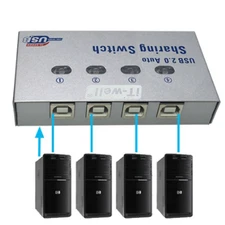 4 Port USB2.0 Auto Sharing Switch HUB For Printer Scanner Keyboard New