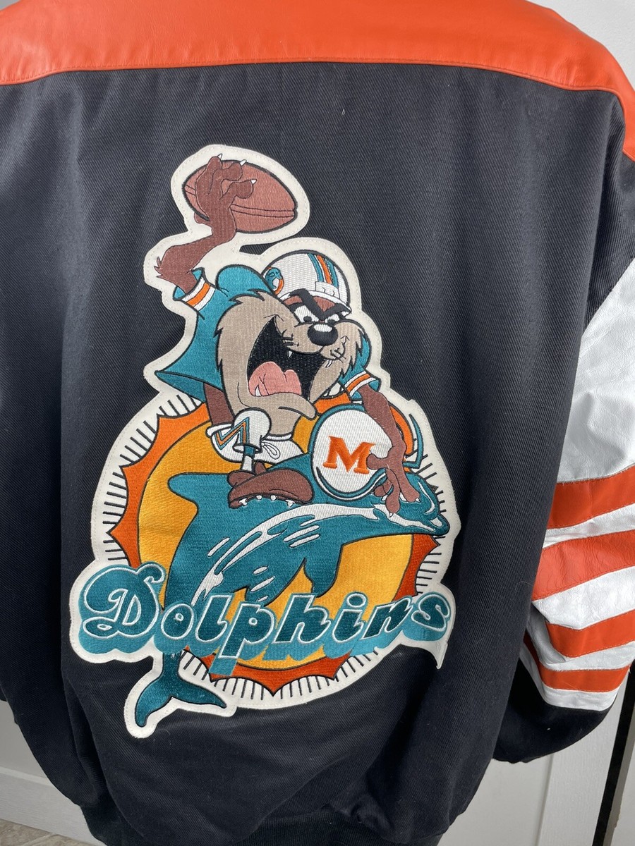 90sタズマニアン・デビル　スタジャン NFL ジェフハミルトンXLARGE Jeff Hamilton Miami Dolphins Tazmanian Devil Men XL Looney