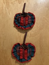 Set Of 2 Red Plaid Christmas Ornaments 4.5 Inches