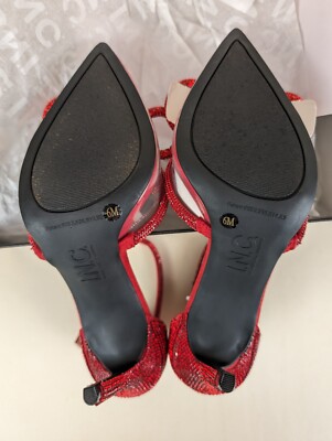 INC Lidani Pointed Toe Heels Pumps Women 6 M Red Bling Ankle  INC Lidani Pointed Toe Heels Pumps Women 6 M Red Bling Ankle Strap Shoes NWB main image 0