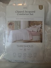 8pc King Clipped Jacquard Comforter, Shams 6 In All  Bedskirt, By Threshold