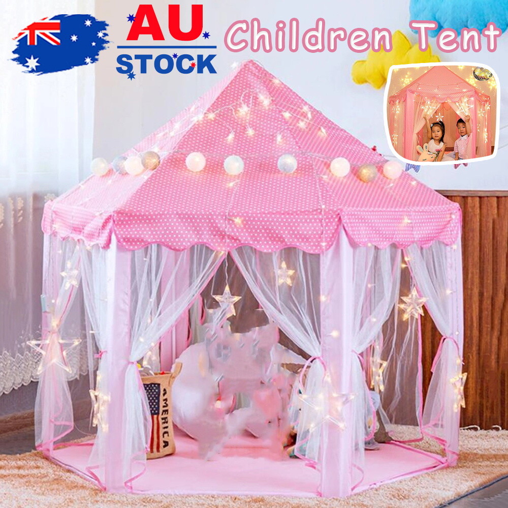 Blue And Pink Princess Tent With Light Up Kids Princess Castle