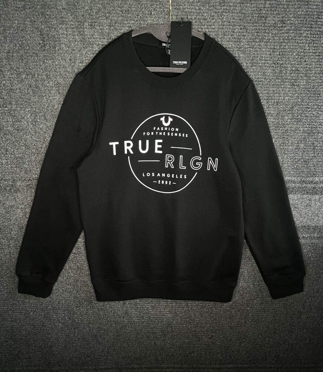 【TRUE RELIGION】 Safety Net Crewneck Black TRUE RELIGION Men's Halo Sweatshirt Los Angeles Graphic