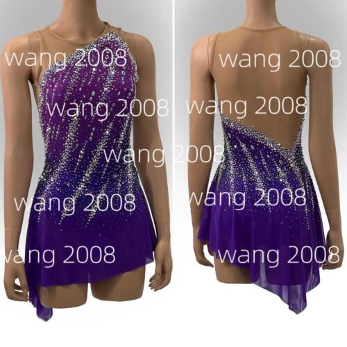 Adult Marvellous Ice  Figure skating Dress Gymnastics Costume purple dyeing - Picture 1 of 7