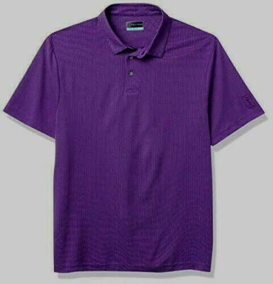 PGA TOUR Men's Solid Purple Pak Choi Performance Stretch Polo Shirt Small S