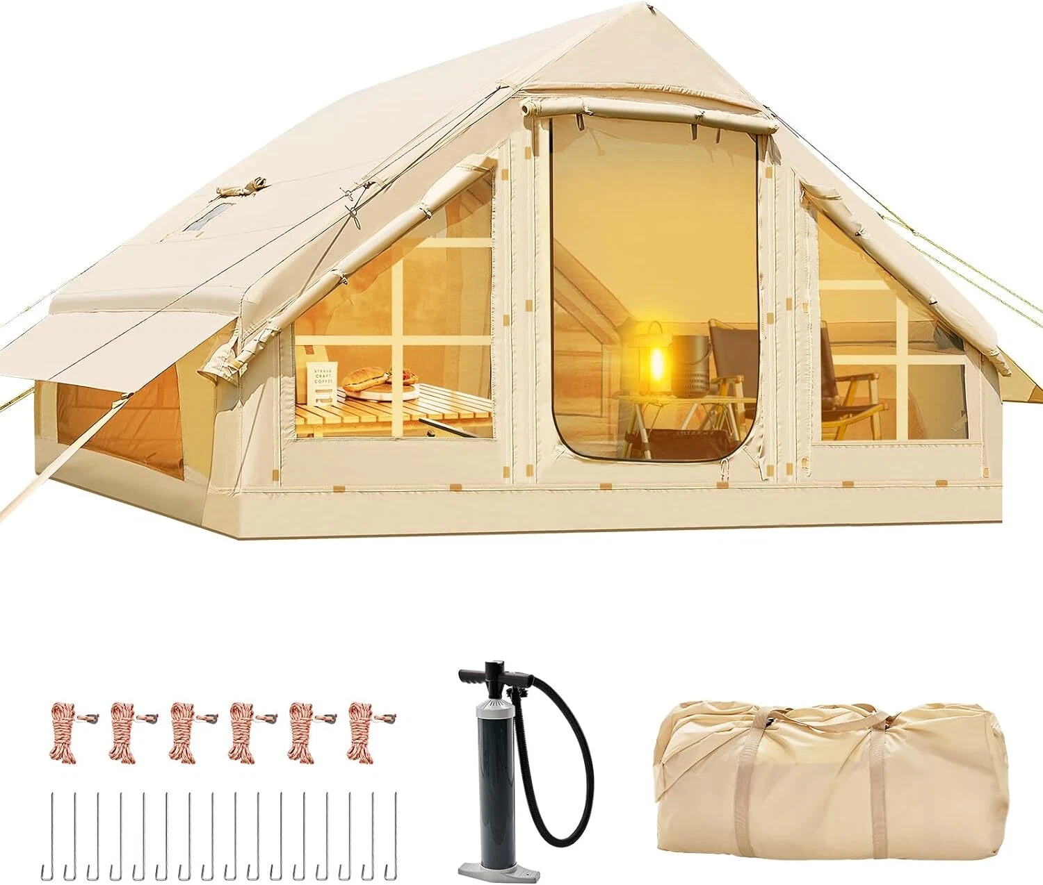 NAIZEA Inflatable Tents for Camping, Blow Up Tent & Hand Pump Stove Jack 6Person
Opens in a new wind
