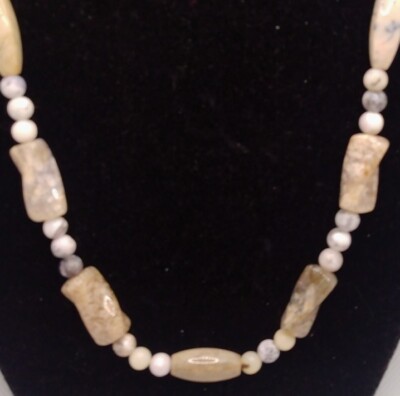 Dendritic Agate 925 Sterling Silver Clasp Necklace 20''. Made In India
