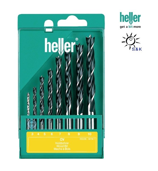 Heller Cv Holzspiralbohrersatz 8 Teilig D. 3, 4, 5, 6, 7, 8, 9, 10 Mm Cv-Stahl-image