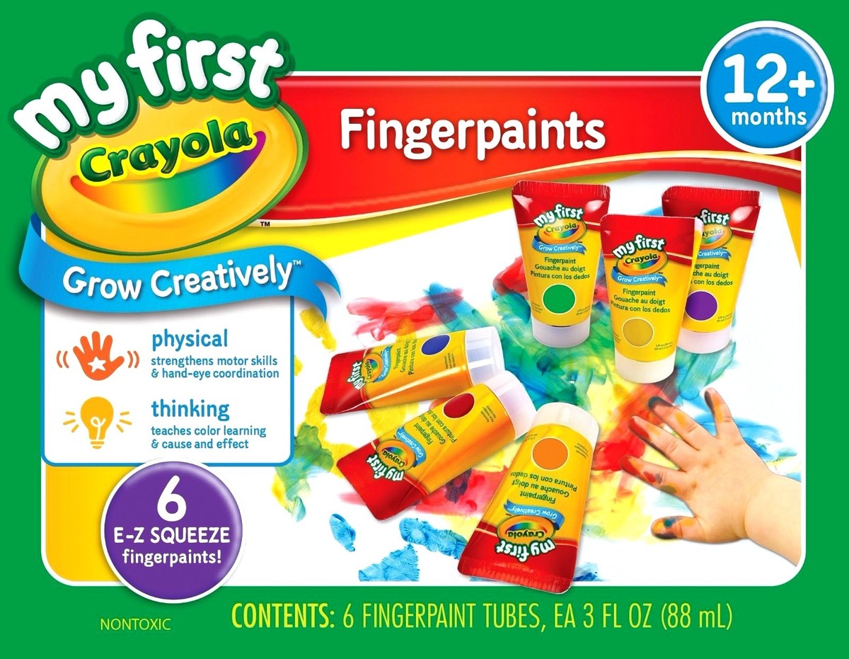Crayola Finger Paint 81-1429 washable FingerPaint Easy Squeeze Bottles 6  Colors | eBay
