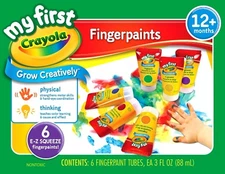Crayola Finger Paint 81-1429 washable FingerPaint Easy Squeeze Bottles 6 Colors