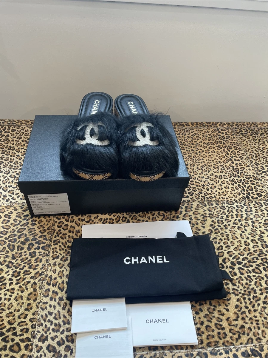 chanel shearling mules