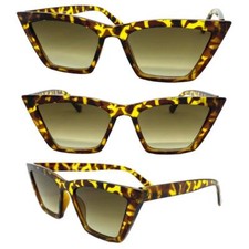 Classy Elegant Modern Retro Cat Eye Style SUNGLASSES Funky Pointy Tortoise Frame