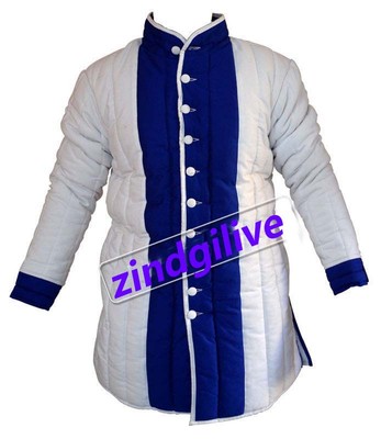 Medieval Armour Thick padded White And Blue Gambeson play  theater custome sca