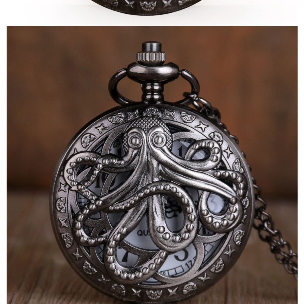 Octopus Quartz Pocket Watch Pewter tone | eBay display picture 2
