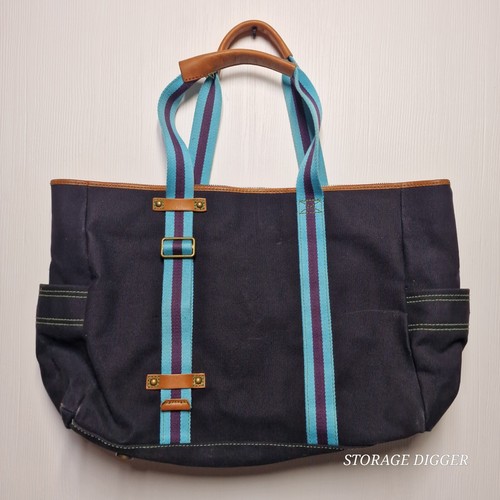 Vintage GAP Jeans 1969 Canvas Tote Bage Purse Satchel Faux Leather Trim, Lined - Picture 7 of 15