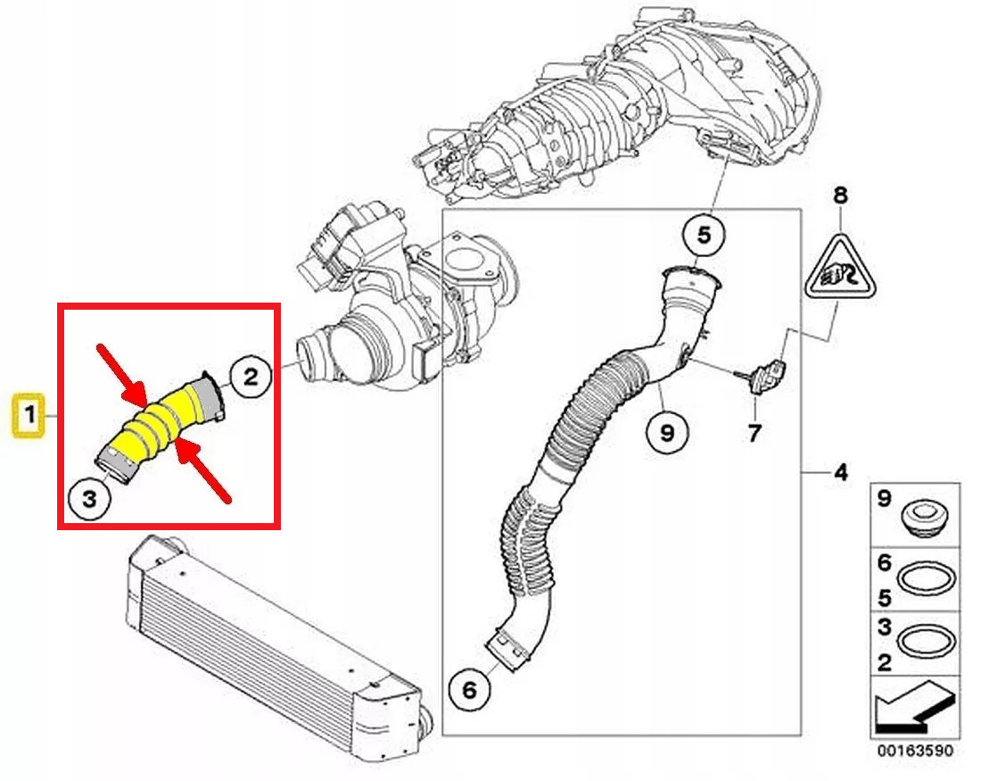 Durite de suralimentation pour BMW X3 11613421960 stop fuite air et sifflement turbo moteur