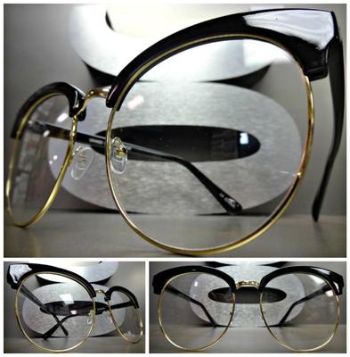 OVERSIZED VINTAGE 60s RETRO Style Clear Lens EYE GLASSES Huge