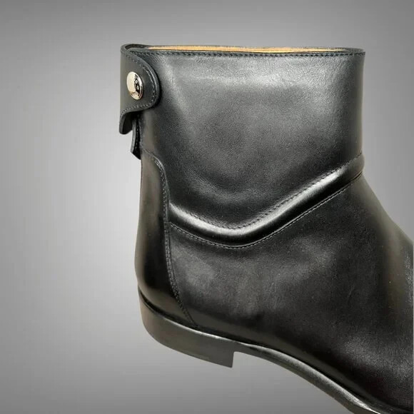 Hermes NIB Luxurious Black Calfskin Leather Ankle Boot EU Size 45 Shoes Hermes NIB Luxurious Black Calfskin Leather Ankle Boots EU  main image 2