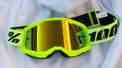100% Crossbrille Strata 2 Neon-Gelb Fire verspiegelt Anti-Fog.