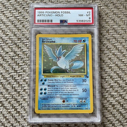 PSA 8 Articuno Holo Unlimited Fossil 2/62 Pokemon Card 1999 Wizards WOTC NM-MT
